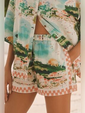 Anthropologie Celandine Linen Blend Printed Shorts NWT